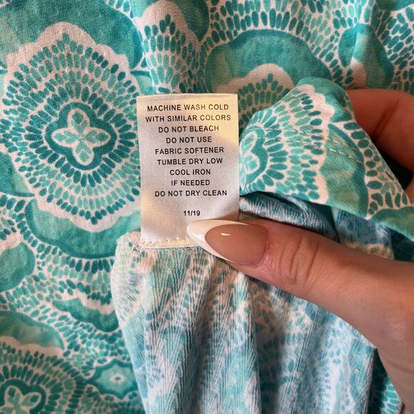 IBKUL VENETIAN TILES JADE Long Sleeve Mock Golf Shirt Size XL New - Picture 2 of 9